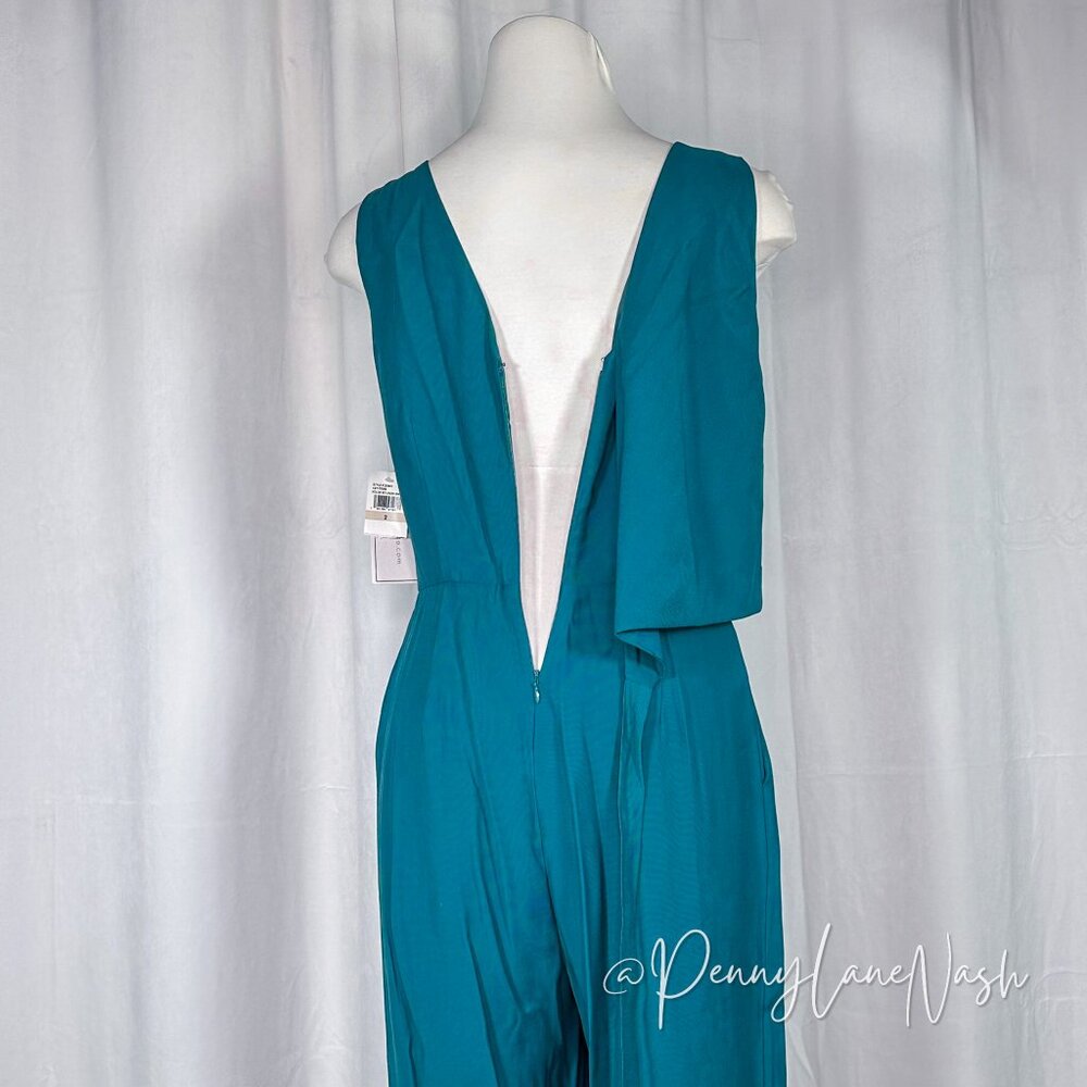 NWT 1.State Sleeveless Twill V Neck Wrap Jumpsuit Teal Size 2 - Picture 15 of 15